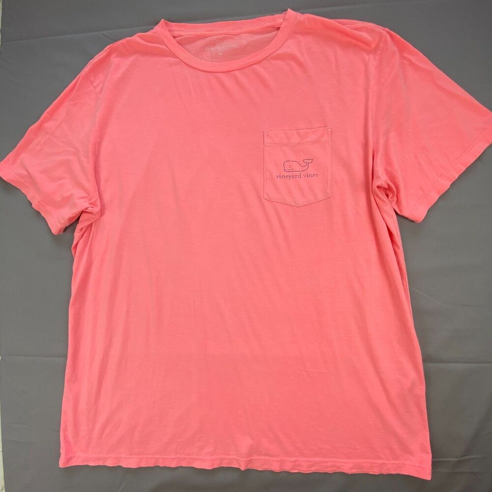 Vineyard Vines Mens Short Sleeve Pocket T-Shirt Coral Pink Crew Neck Logo XL